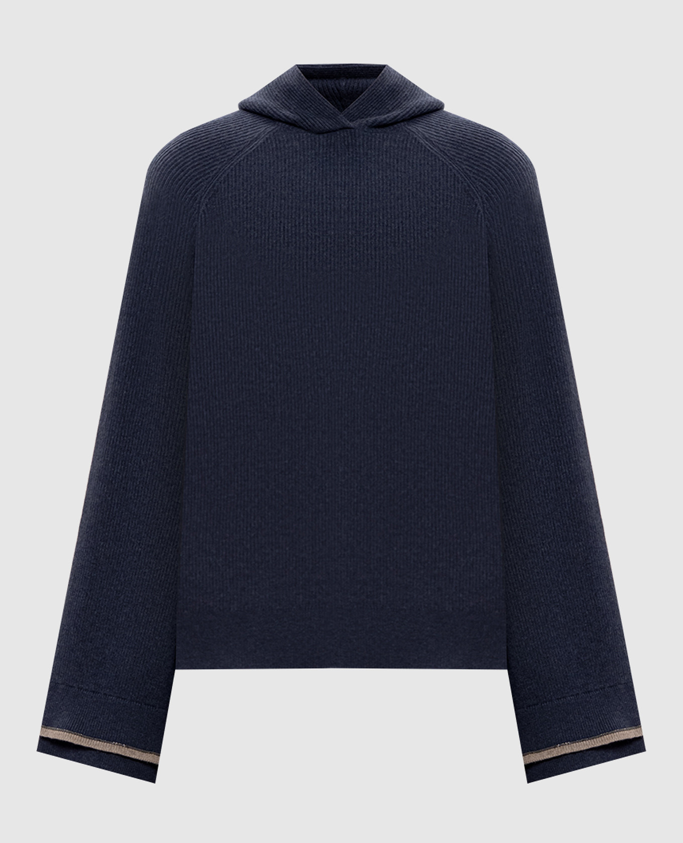 Blue wool, cashmere and silk hooded sweater Brunello Cucinelli