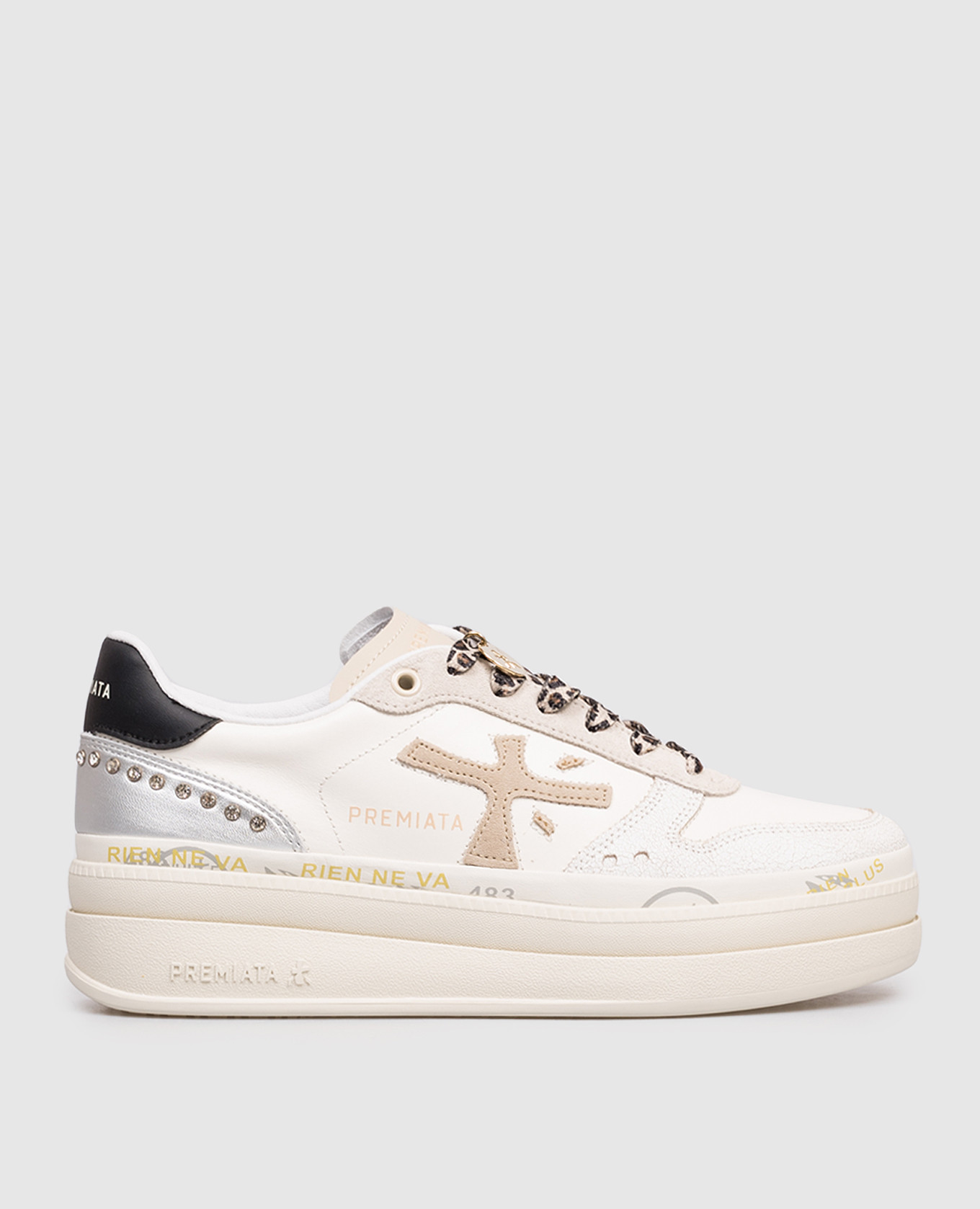 MICOL white leather sneakers with crystals Premiata