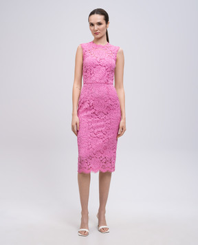 Dolce&Gabbana Pink lace midi dress F6H0ZTFLRE1