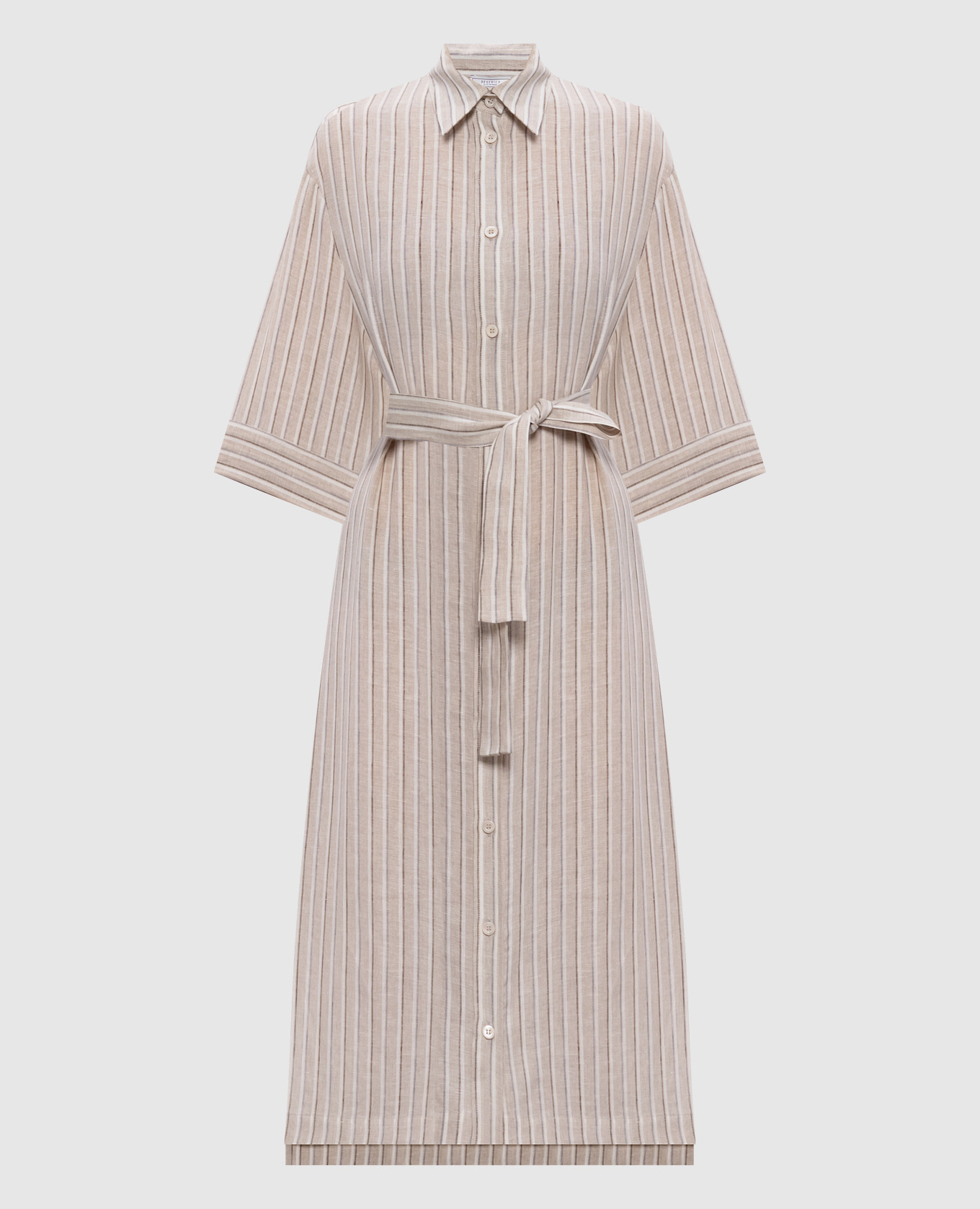 Beige striped linen shirt dress Peserico