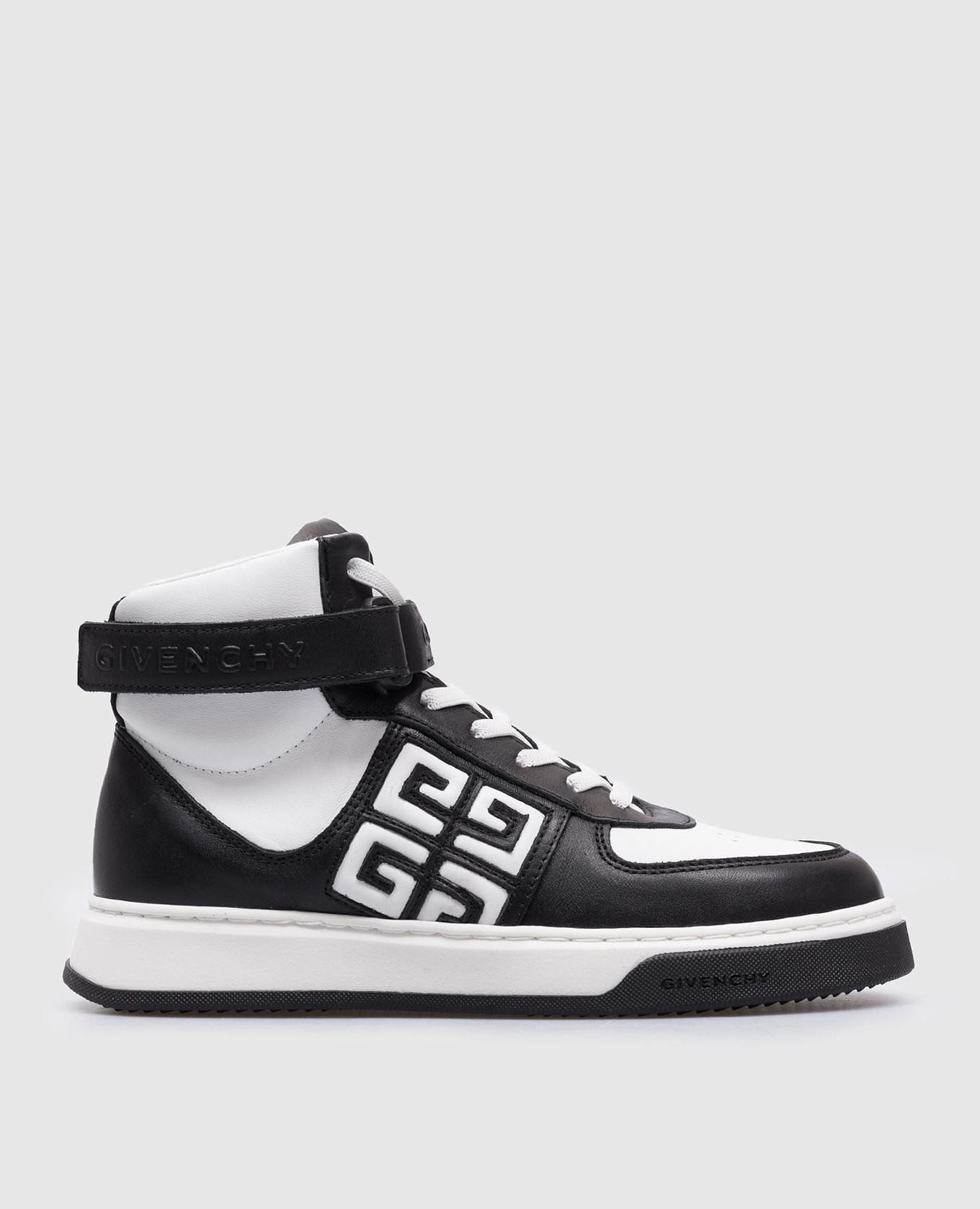 Children&#39;s black leather high-tops with a logo Givenchy