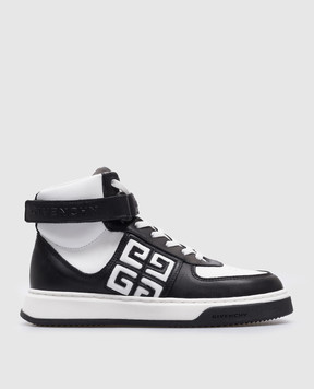 Givenchy Children's black leather high-tops with a logo H30376