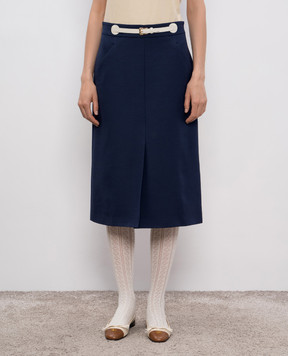 Valentino Blue wool and silk midi skirt 7B3RADM51CF