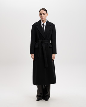 Brunello Cucinelli Black cashmere coat with monil chain MD5039891