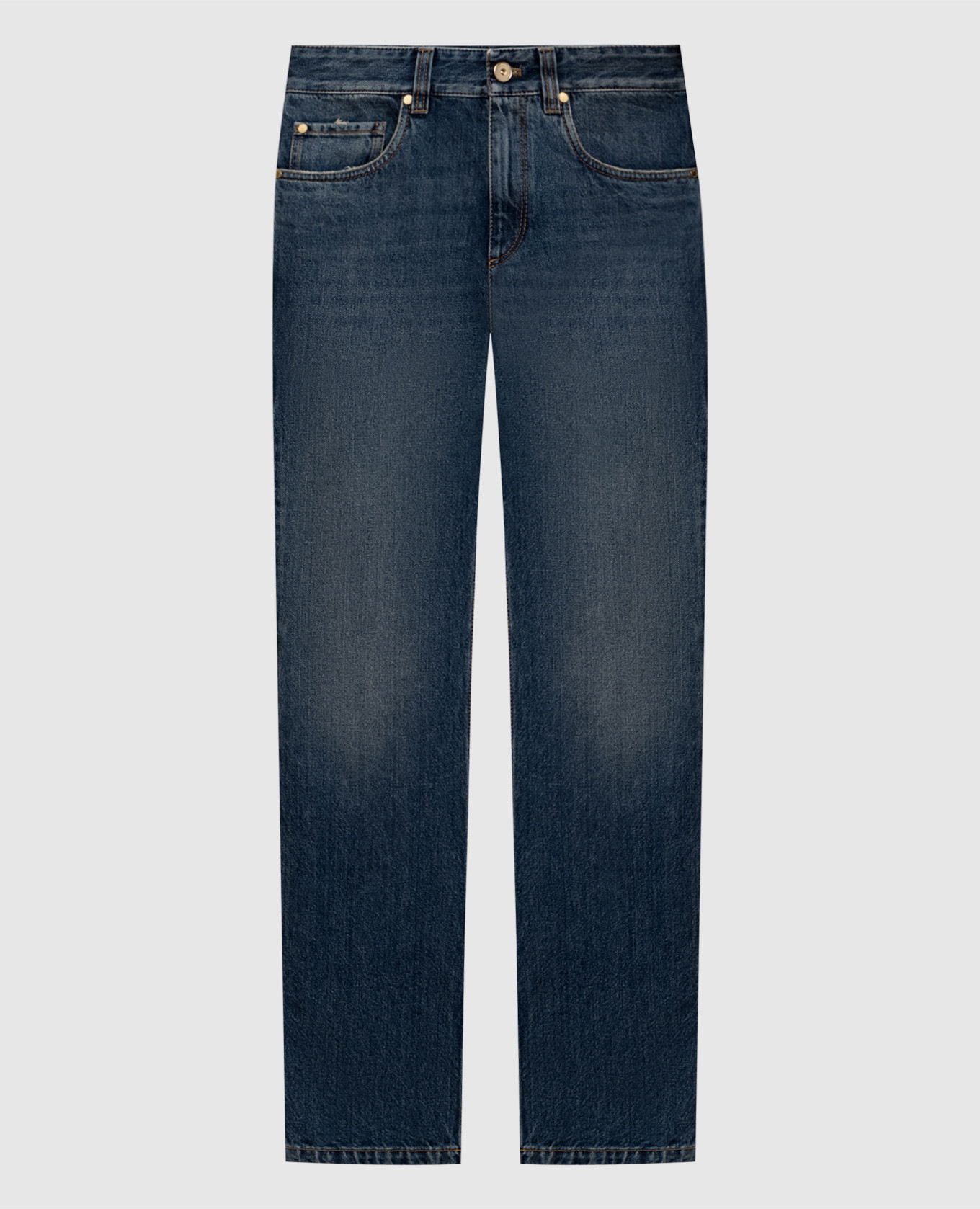Blue jeans with logo patch