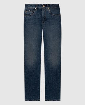 Brunello Cucinelli Blue jeans with logo patch MA095P4035