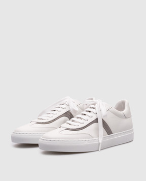 Brunello Cucinelli White leather sneakers with a monil chain MZGSG2907