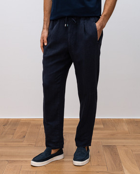 Enrico Mandelli Blue linen pants GYM0044562
