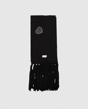Philipp Plein Children's black wool scarf with lurex GAA0002