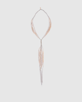 Peserico Beige necklace with monil chain and beads S35424C0CC331