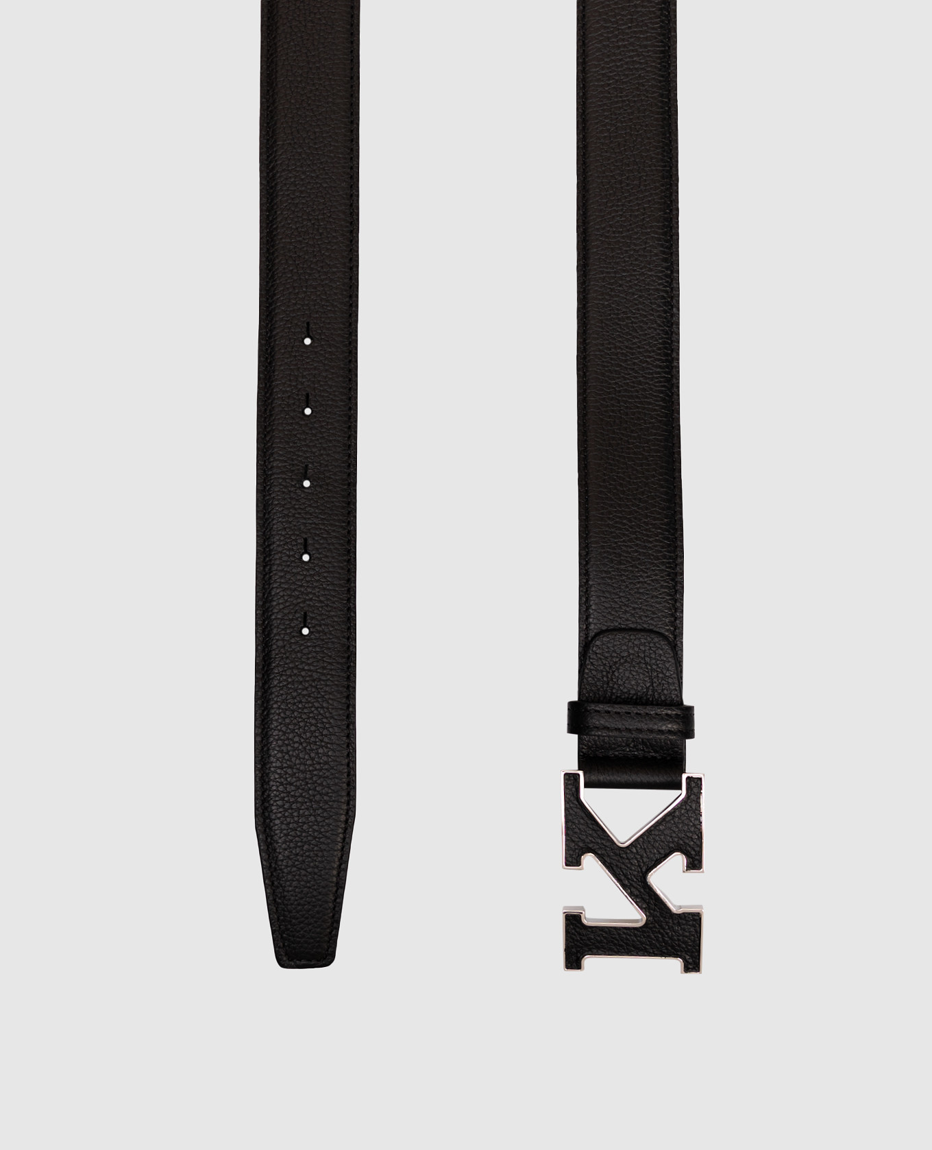 Black leather belt with monogram logo Kiton 3