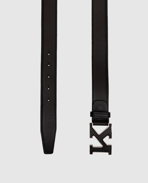 Kiton Black leather belt with monogram logo USC20PN01098
