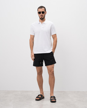 Vilebrequin Black swim shorts with logo patch MOOC4A00