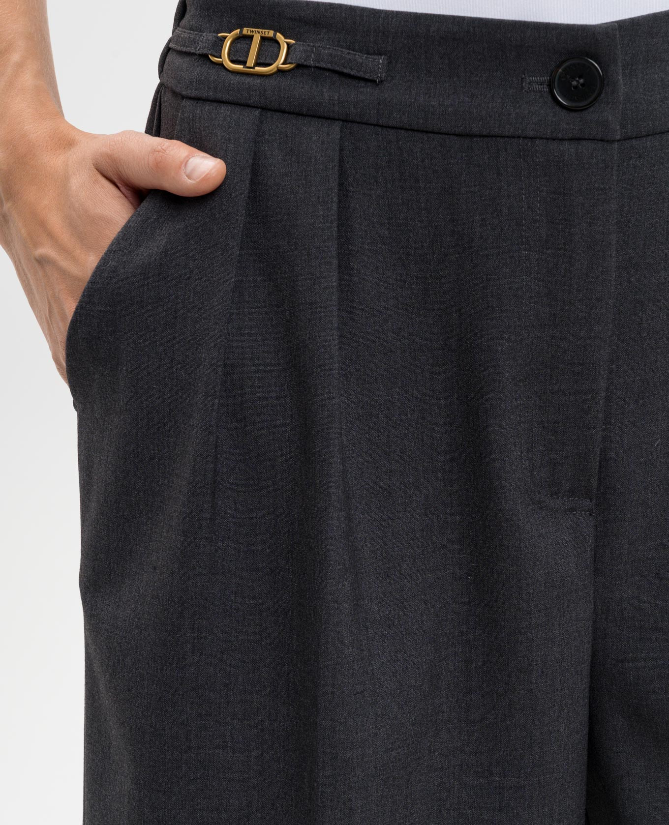 Grey Bermuda shorts with logo Twinset 5