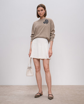 Brunello Cucinelli Brown jumper with appliqué in the form of a flower M12140500P