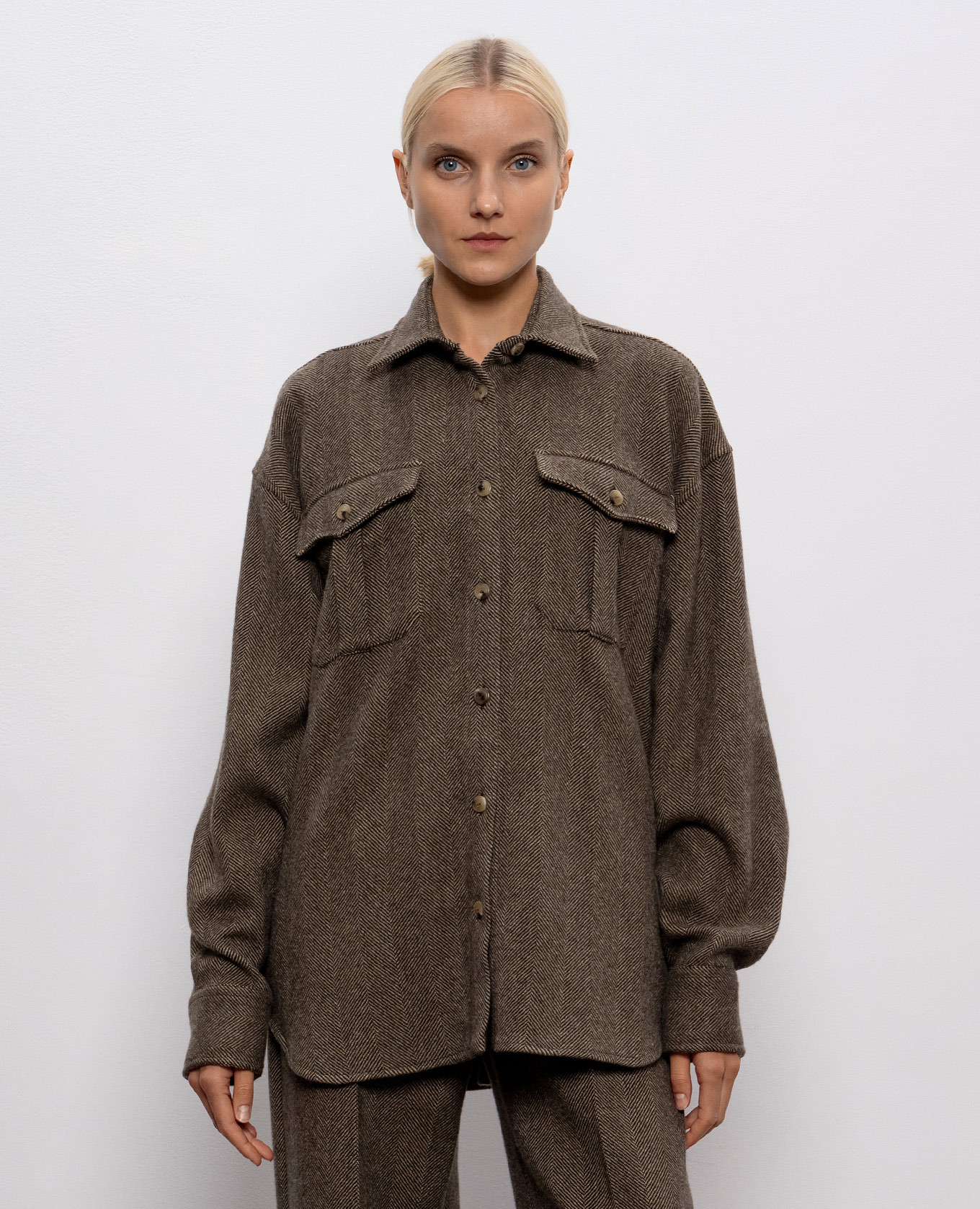 

Brown wool, silk and cashmere patterned shirt Ermanno Scervino