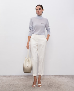 Peserico Blue cashmere and silk turtleneck with monil chain A99296F18K09282