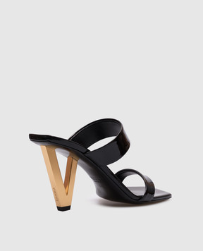 Versace Black patent leather mules with chunky heels 1019380D2VE