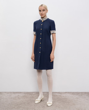 Valentino Blue wool and silk midi dress 7B3VAG101CF