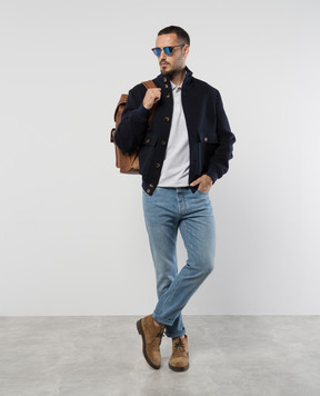 Brunello Cucinelli Blue distressed jeans with logo patch M283PD3210