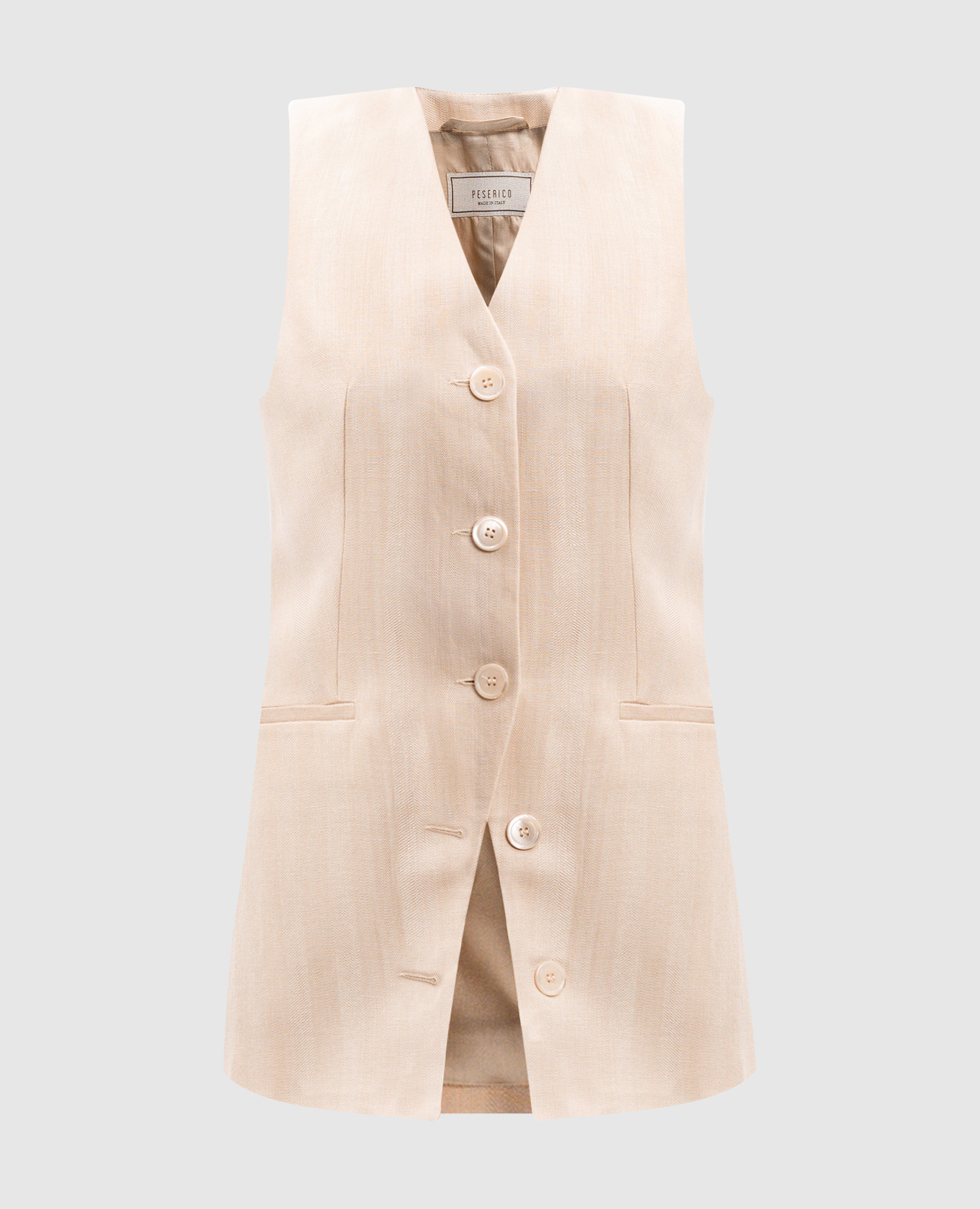 

Beige linen vest with branded patch Peserico