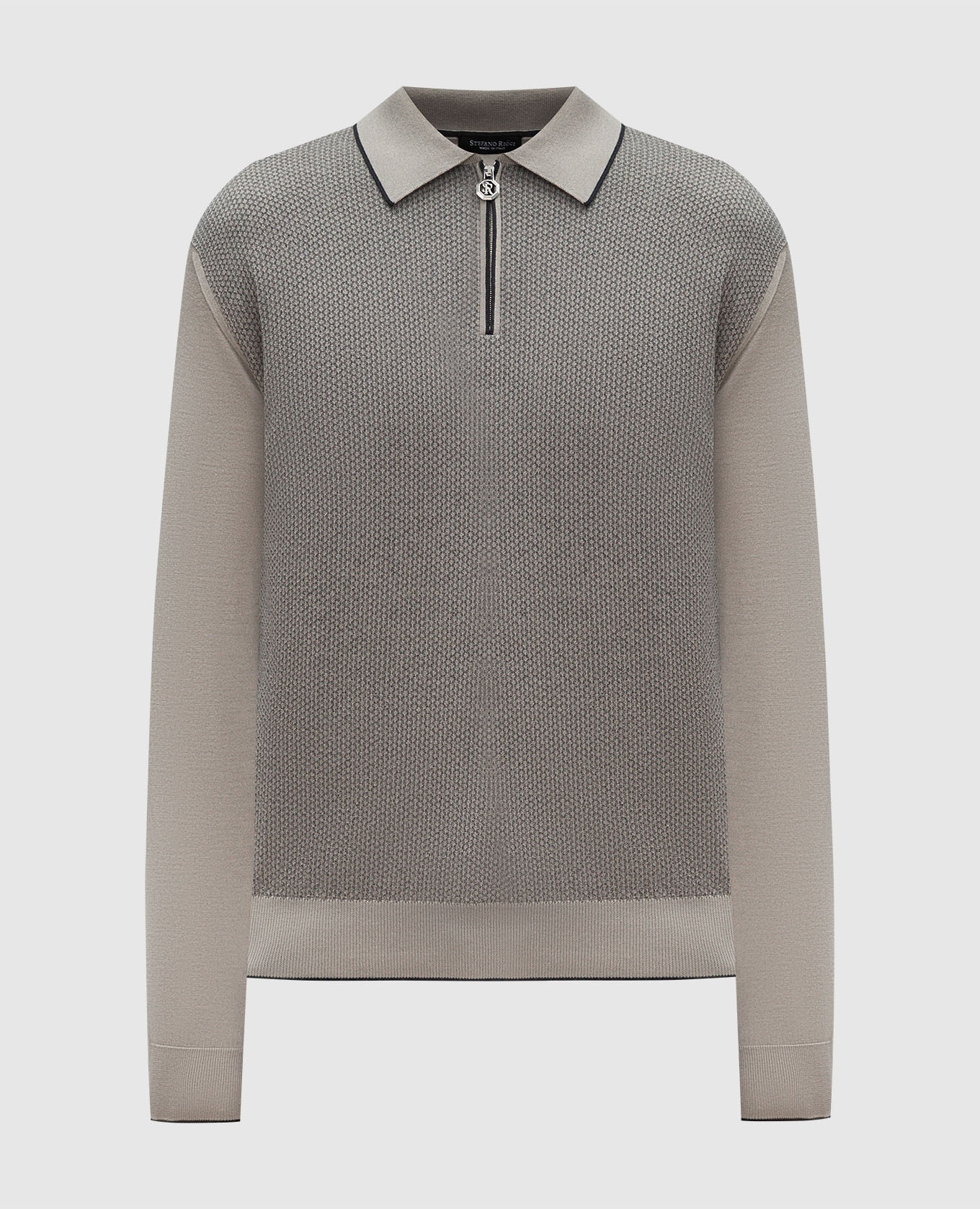 

Gray patterned cashmere and silk polo Stefano Ricci, Grey
