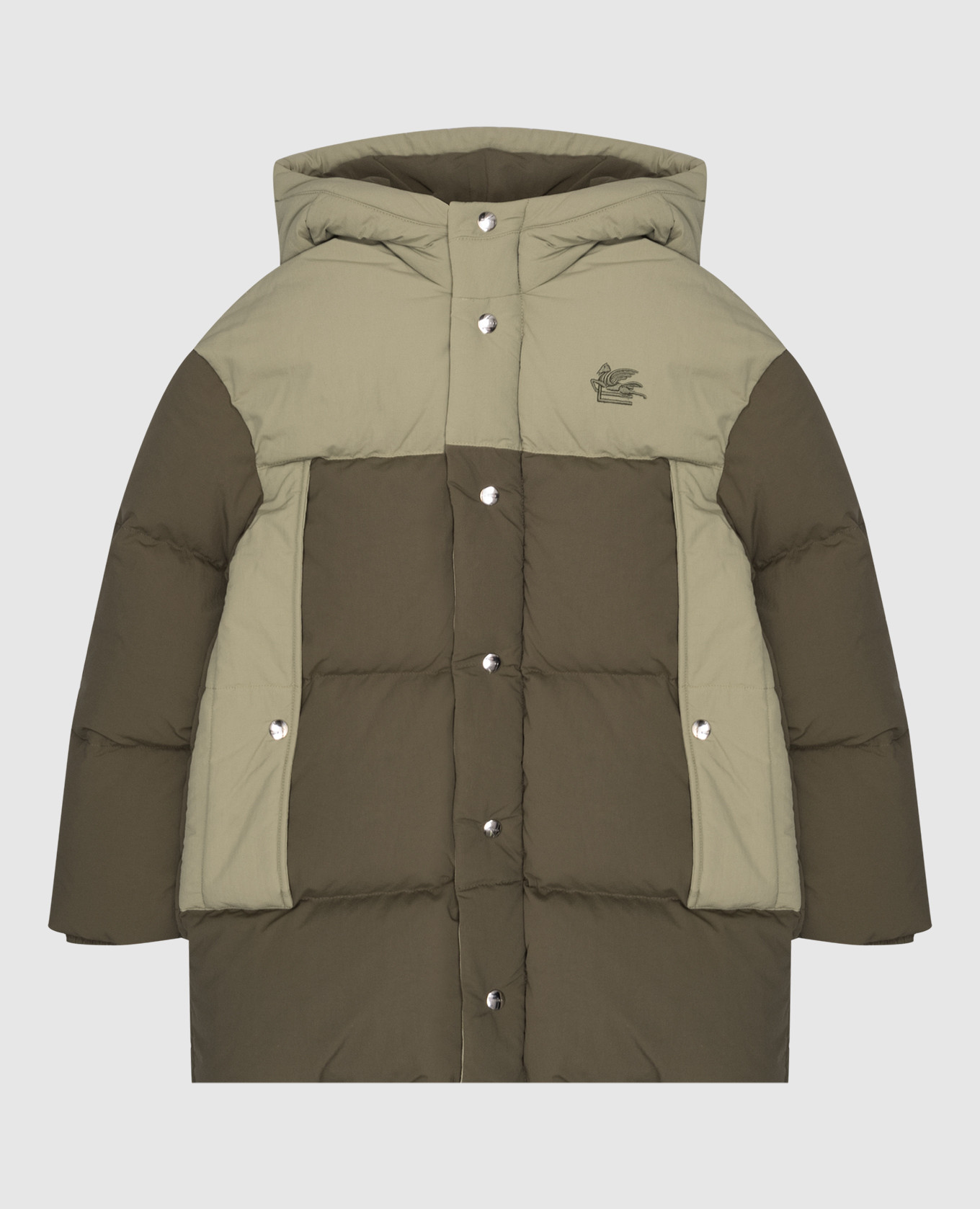 Children's green down jacket with emblem embroidery etro