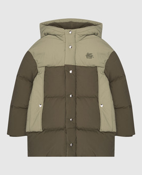 Etro Children's green down jacket with emblem embroidery GV2P20N02941216
