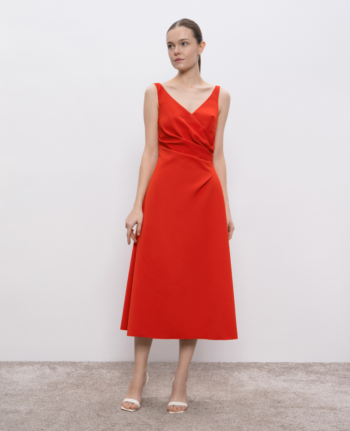 

Red midi dress with drapery Ermanno Scervino