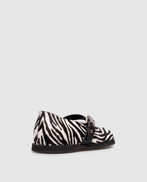 Premiata White leather ballet flats with animal print M7155
