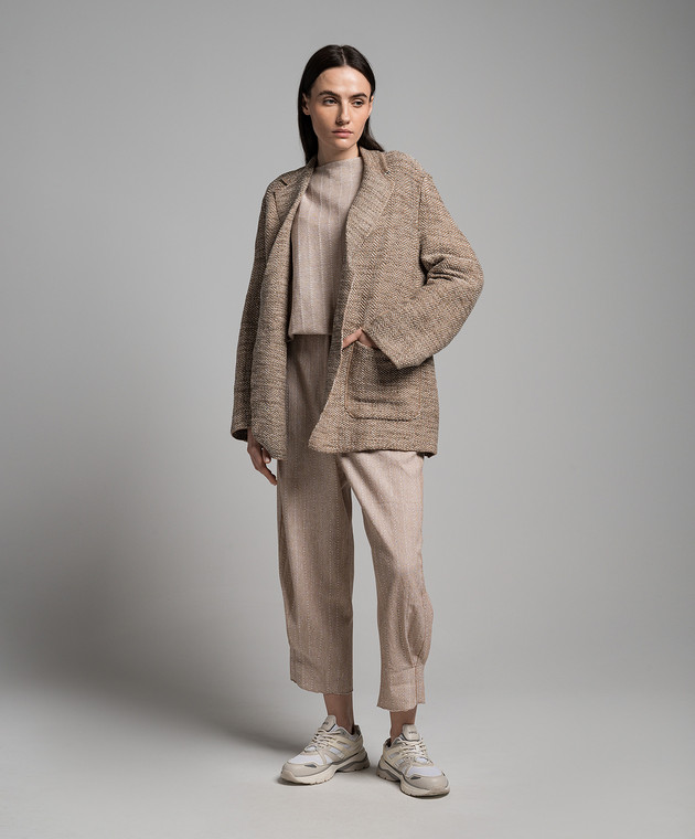 BOBOUTIC - Brown jacket with linen and silk 4687 - shop with BOBOUTIC - Brown jacket with linen and silk 4687 - shop with