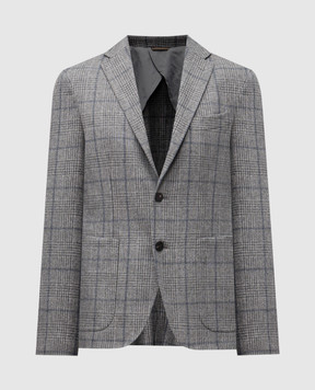 Peserico Gray checked wool and cashmere jacket R5100907389
