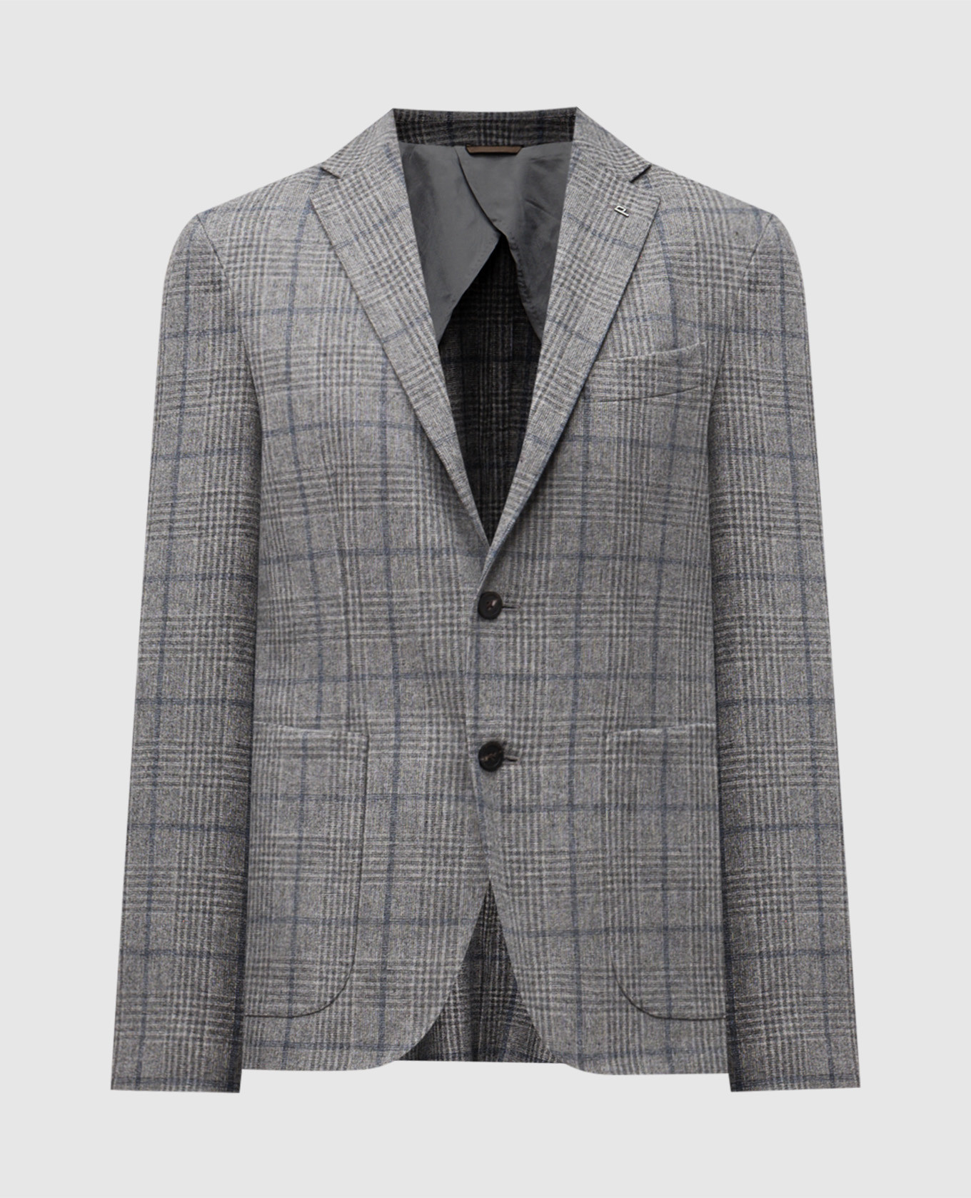Gray checked wool and cashmere jacket Peserico