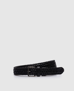 Dolce&Gabbana Black leather woven belt with logo engraving BC4894A6H39