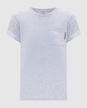 Brunello Cucinelli Gray melange t-shirt with monil chain M0T18BB300