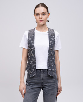 Dondup Gray vest with embroidery DJ689DF0277DIR3P