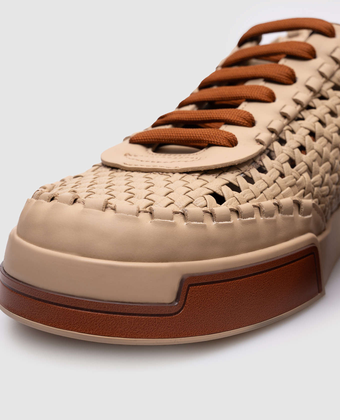 

Beige leather sneakers with weaving Dolce&Gabbana