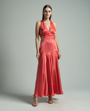 Twinset Pink maxi dress with cutouts 241TT2160