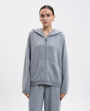 Simonetta Ravizza Lilium grey cashmere track jacket F05KN109T108