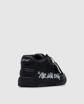 Off-White Black Leather Sneakers Out Of Office For Walking OMIA189C99LEA01A
