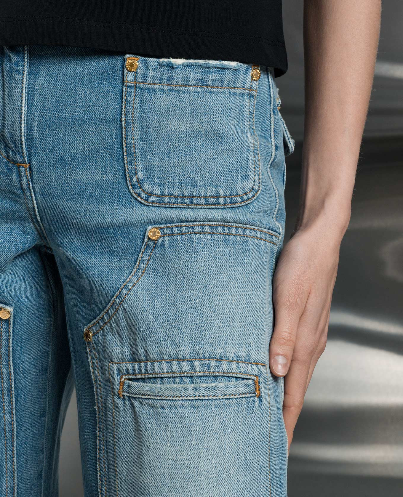Blue distressed cargo jeans Palm Angels 5