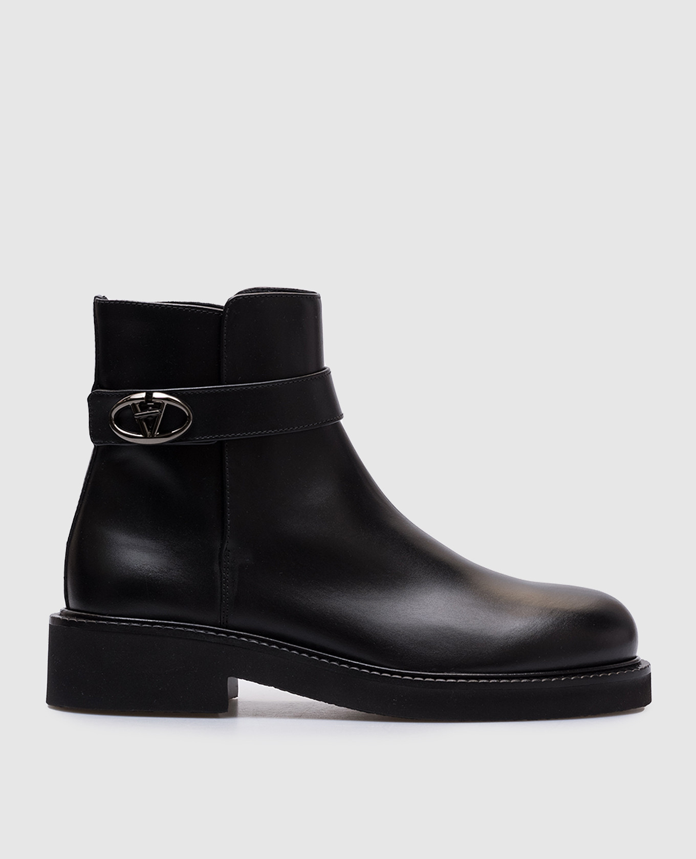 Black leather boots vlogo locker valentino