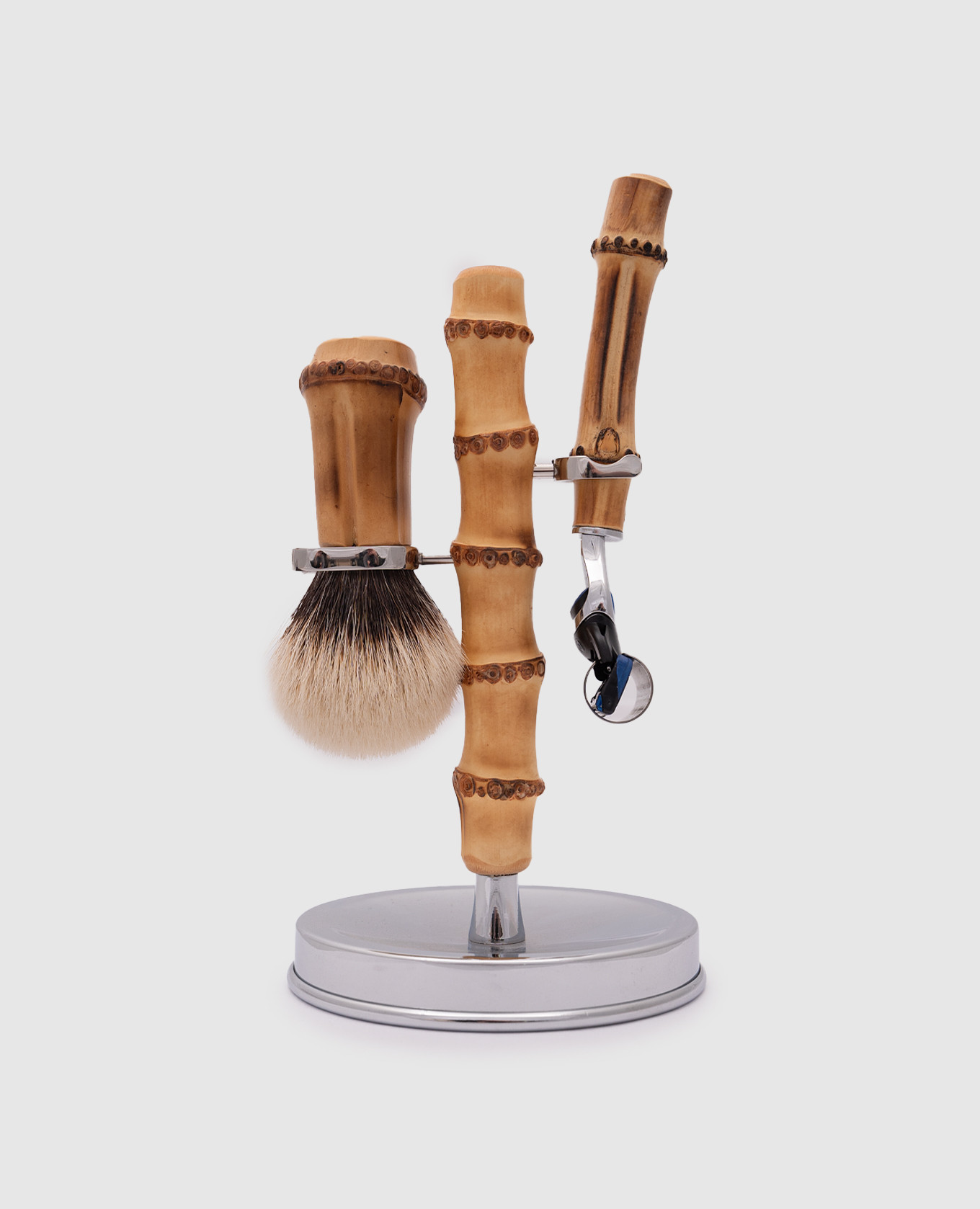 

Shaving set with bamboo root decoration Lorenzi MIlano, Brown