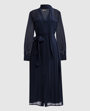 Twinset Blue patterned midi shirt dress 251TP2260