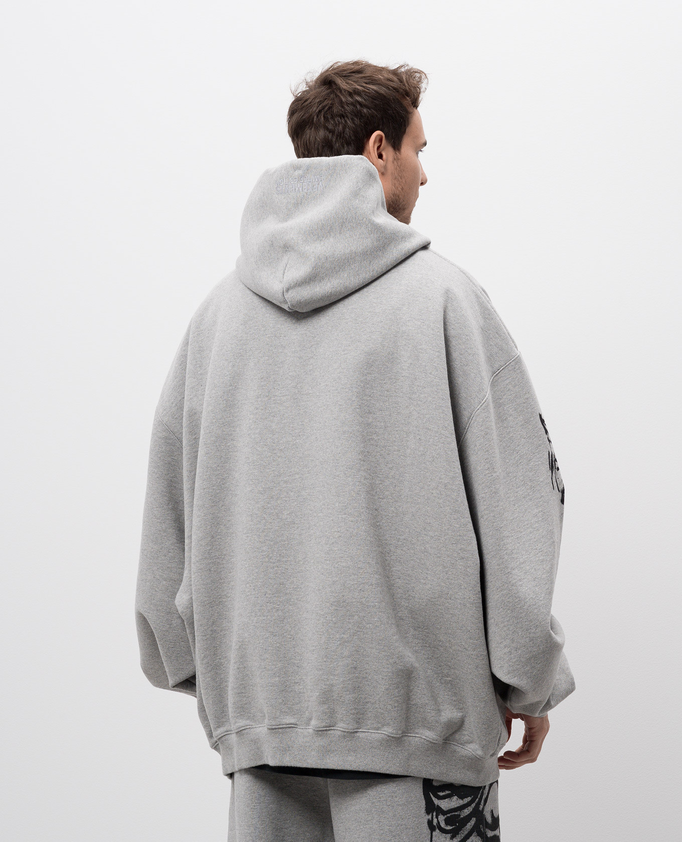 

Gray melange printed hoodie Vetements, Grey