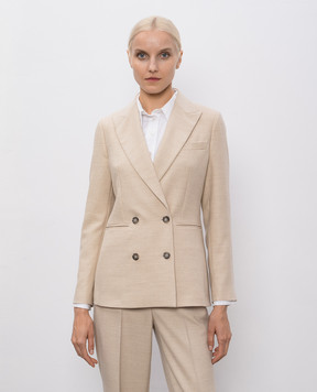 Peserico Beige double-breasted wool jacket S0169902581