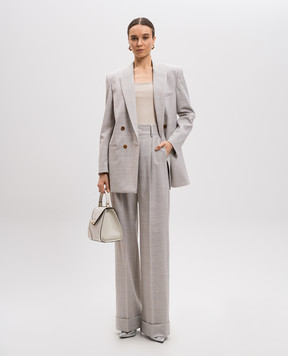 Philosophy di Lorenzo Serafini Gray double-breasted jacket with wool and linen A05030726