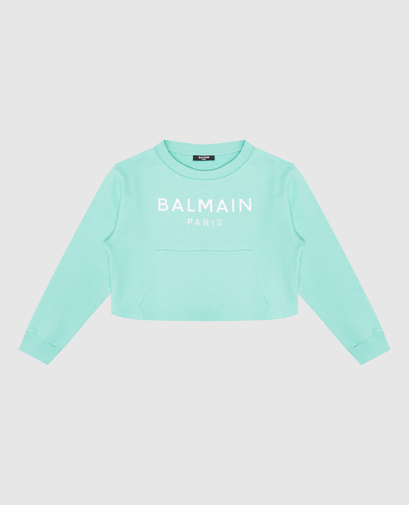 

Children's green cropped sweatshirt with textured logo Balmain