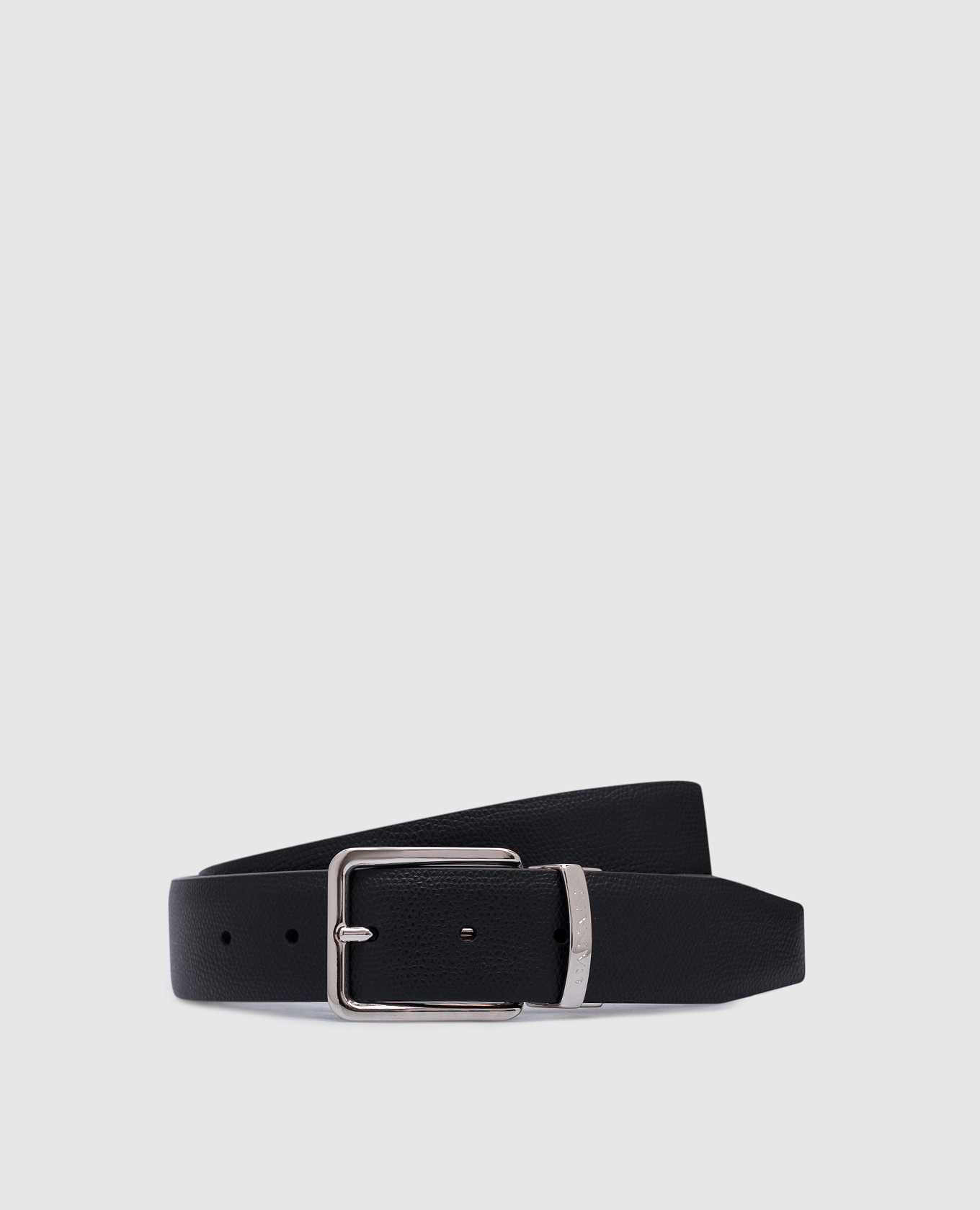 

Reversible leather belt with logo Canali, White