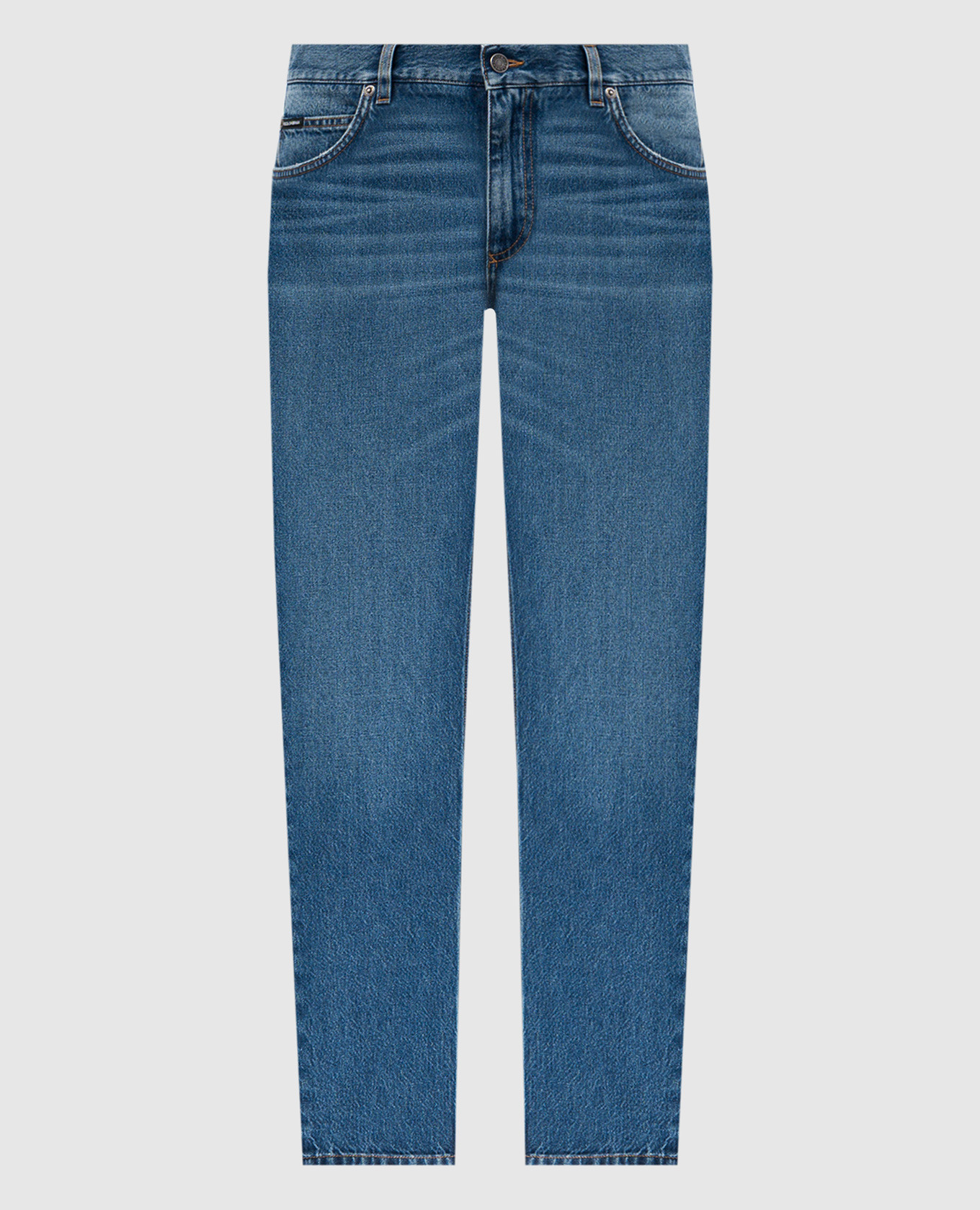 Blue jeans with embroidered monogram logo Dolce&Gabbana